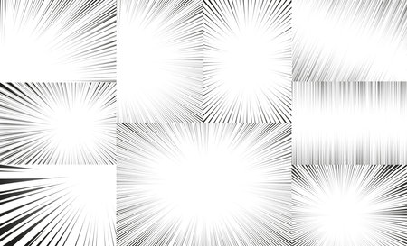 Manga radial speed lines set for comic effect.のイラスト素材