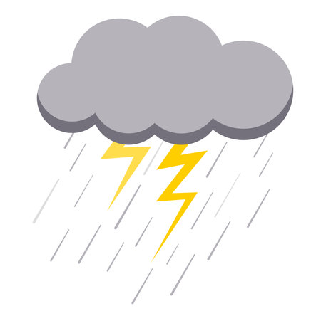 Cloud rain and lightning bad weather icon isolated on white background.のイラスト素材