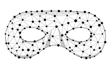 Mask superhero or carnival bandit wireframe vector icon.のイラスト素材