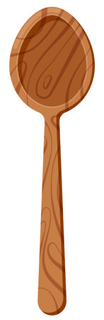 Wooden ladle spoon with long handle icon isolated on white background.のイラスト素材