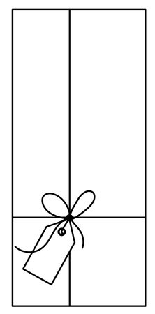 Gift with bow label tag on ribbon string vector silhouette icon.のイラスト素材