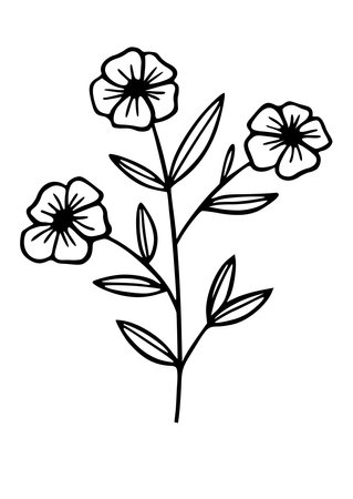 Flower plant line art simple drawn icon.のイラスト素材