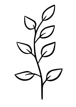 Leaves plant line art simple drawn icon.のイラスト素材