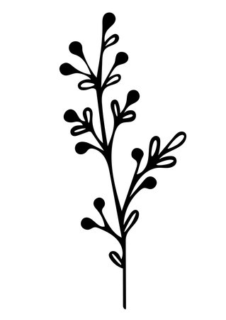 Leaves plant line art simple drawn icon.のイラスト素材