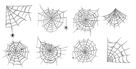 Spider web simple black silhouette icon for Halloween isolated on white background.のイラスト素材