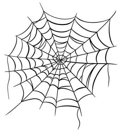 Spiderweb simple black silhouette icon for Halloween isolated on white background.のイラスト素材