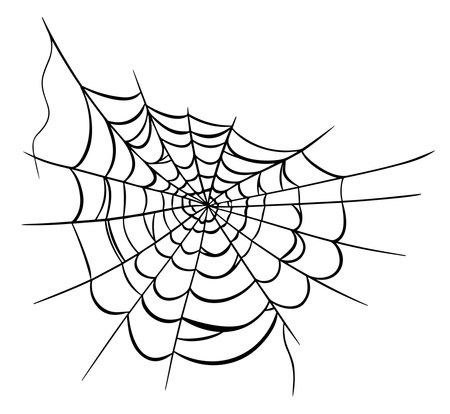 Spiderweb simple black silhouette icon for Halloween isolated on white background.のイラスト素材