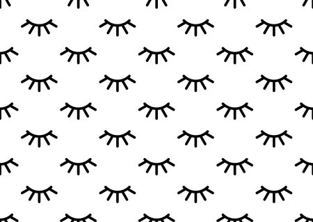 Closed eye with eyelashes cute vector seamless pattern for cartoon character illustration.のイラスト素材