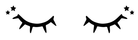 Closed eye with eyelashes with stars cute vector icon for cartoon character illustration.のイラスト素材