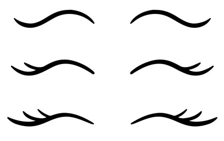 Closed eye with eyelashes cute vector icon set for cartoon character illustration.のイラスト素材