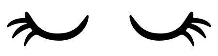 Closed eye with eyelashes cute vector icon for cartoon character illustration.のイラスト素材