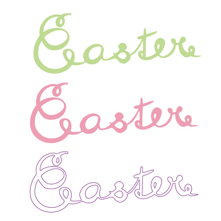 A handwritten sign with text Easter, green and pink isolated on white background - vectorのイラスト素材