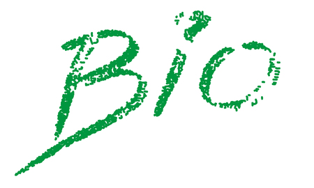 The handwritten, green Bio sign with text, isolated on white background - vectorのイラスト素材