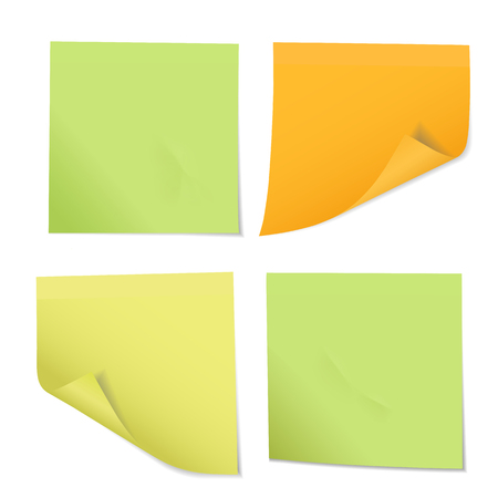 Set of colored stickers on notes of different colors, isolated on white background - vectorのイラスト素材