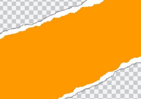 Vector illustration of torn orange paper with transparent background isolated on white background suitable for text insertionのイラスト素材