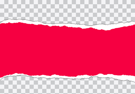 Vector illustration of torn red paper with transparent background isolated on white background suitable for text insertionのイラスト素材
