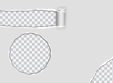 Set of vector illustration of torn paper with torn corner, isolated on transparent backgroundのイラスト素材