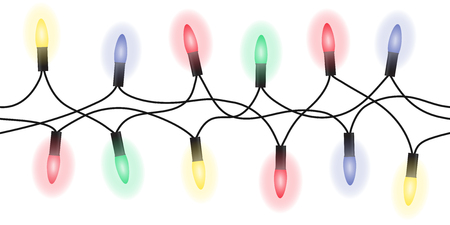 Vector seamless Christmas light set garland isolated on white backgroundのイラスト素材