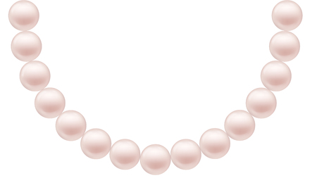 A Vector illustration of a realistic pearl necklace pink color, isolated on white backgroundのイラスト素材