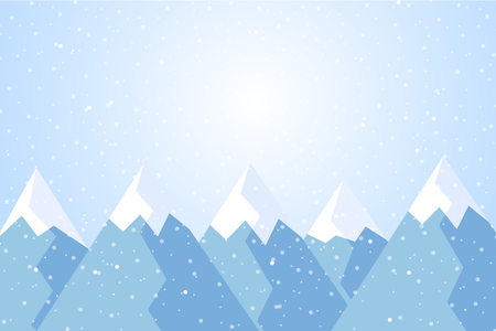 Vector illustration of winter mountain landscape with snow and blue sky, suitable as Christmas greeting cardのイラスト素材