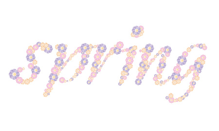 Floral Spring inscription - isolated vector on a white backgroundのイラスト素材