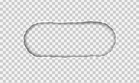 Torn paper with oval hole, shadow and transparent background - isolated vector with space for textのイラスト素材