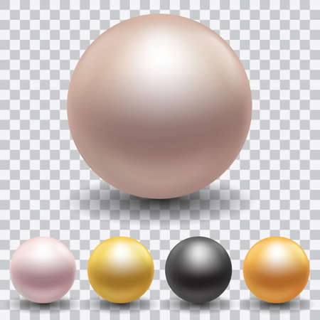 Set of realistic illustrations of colored pearls, isolated on white background - vectorのイラスト素材
