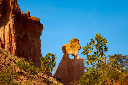 View of the Marafa Canyon in Kenya. Hells kitchens a gigantic canyon-shaped space caused by soil...