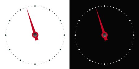 Illustration of white and black circular dial of measuring instrument with red hand in arrow shape - vectorのイラスト素材