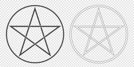 Illustration of a Pentagram, a five-pointed star in a circle. Esoteric or magic symbol of Occultism and Witchcraft. Isolated on transparent background - vectorのイラスト素材