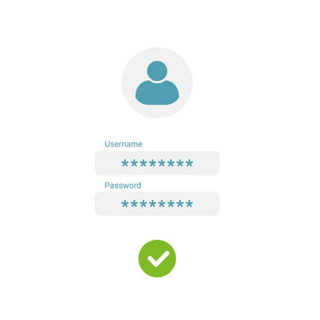 Flat design illustration template of login unlock screen. Enter username and password for security - vectorのイラスト素材