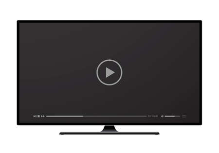 Realistic illustration of black TV with video or media player - vectorのイラスト素材