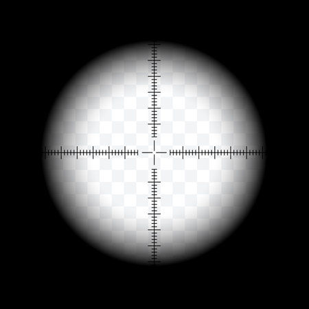 A realistic illustration of a sight through the scope of a desharpening rifle. Crosshair with transparent background - vectorのイラスト素材