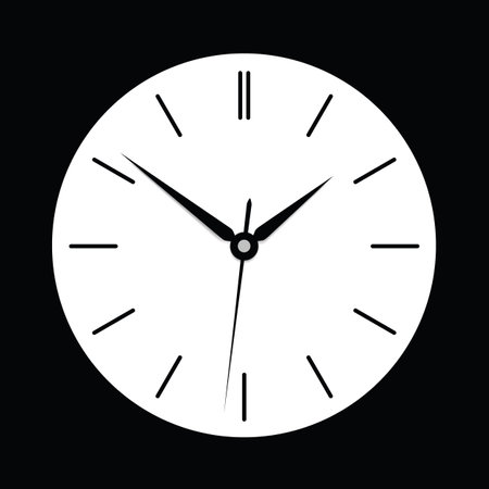 Flat design wall clock face with hands without numbers. Isolated on white background - vector