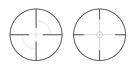 Reticle of sniper rifle or cross hair of circular shape, set of crosshairs on white background - vectorのイラスト素材