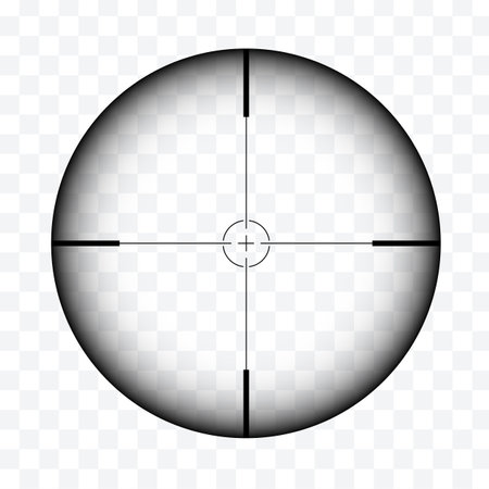 Realistic illustration of sniper rifle circular sight with crosshairs on transparent background - vectorのイラスト素材