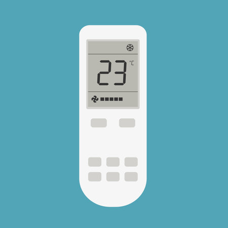 Flat design illustration of air conditioner remote control with display and buttons - vectorのイラスト素材