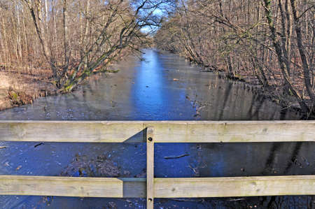 Swamps, canals and lakes in the winter forestの写真素材