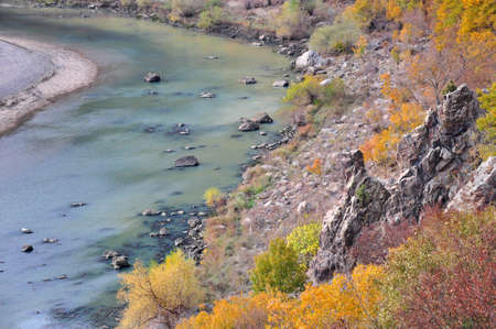 Meander River  landscape golden autumnの写真素材