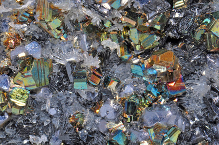 Beautiful cluster of pyrite, quartz, galena, quartz pinの写真素材