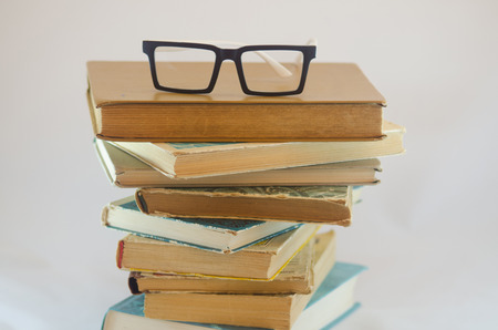 books and glassesの写真素材