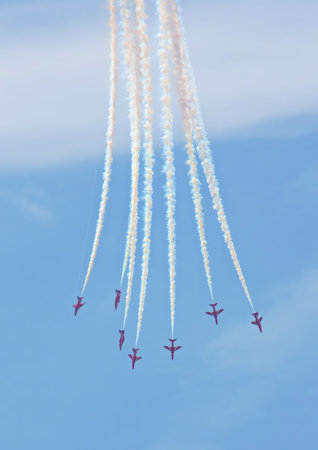 Airforce display team in vertical dive
