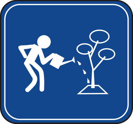 man watering tree traffic signのイラスト素材