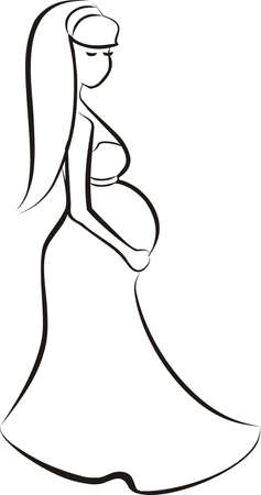 young pregnant woman in outlines sketchのイラスト素材