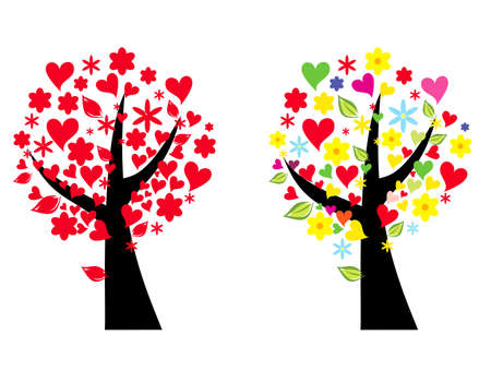 Tree stylized vector illustration with heart leavesのイラスト素材