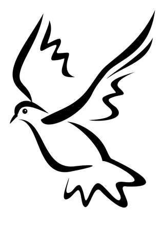 dove, pingeon symbol, isolated vector illustrationのイラスト素材