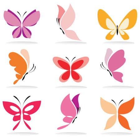 set of butterfly icons, isolated vector illustrationのイラスト素材