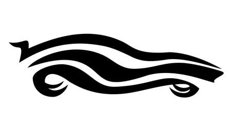 stylized car symbol, tattoo isolated vector illustrationのイラスト素材