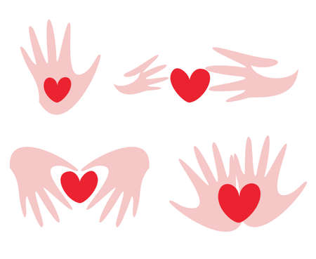 hands and heart set of vector symbolsのイラスト素材