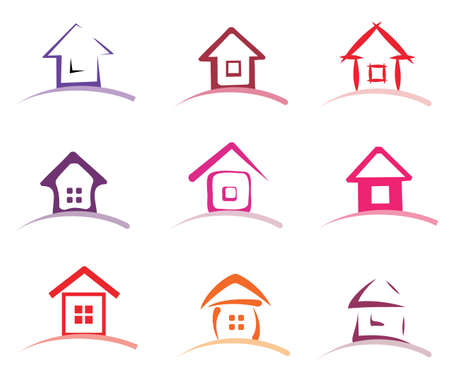 home collection stylized of vector iconsのイラスト素材